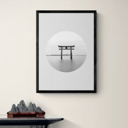 Zen Meditation Black and White Art Print in Black Frame