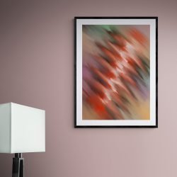 Red Abstract Giclee Print in Black Frame with Mount