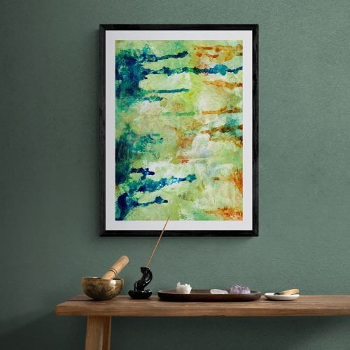 Abstract Oil Painting Giclee Print in Black Frame with Mount