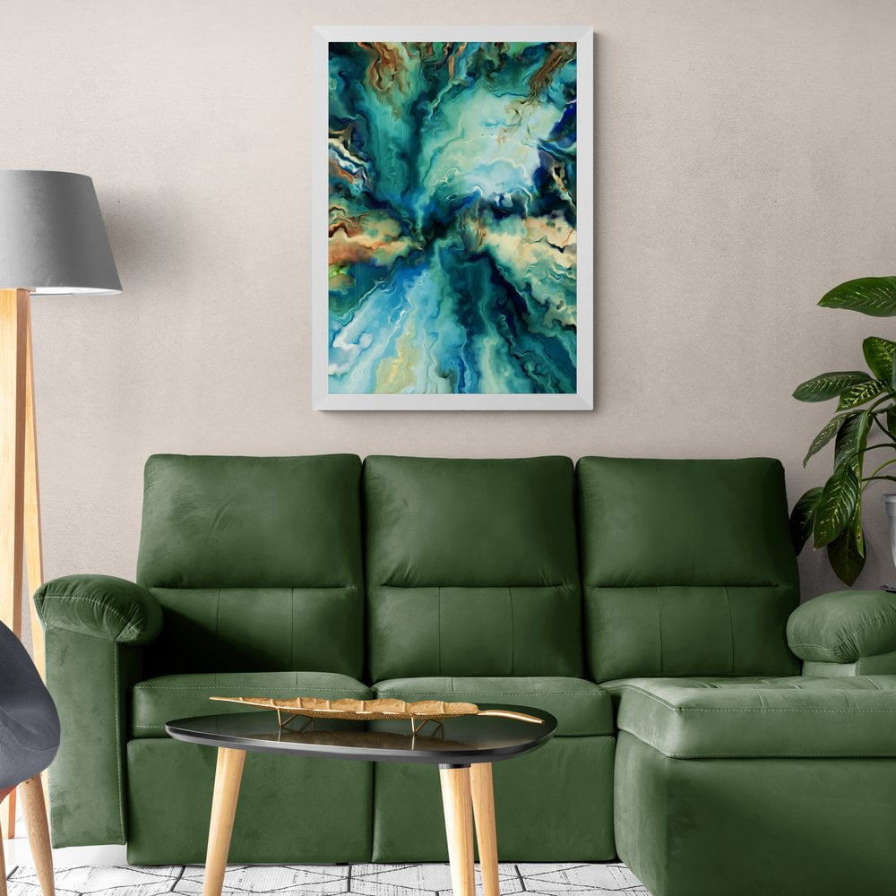Abstract Fluid Painting Giclee Print in White Frame