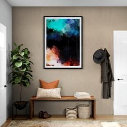 Abstract Fire and Ice Giclee Print in Black Frame with Mount
