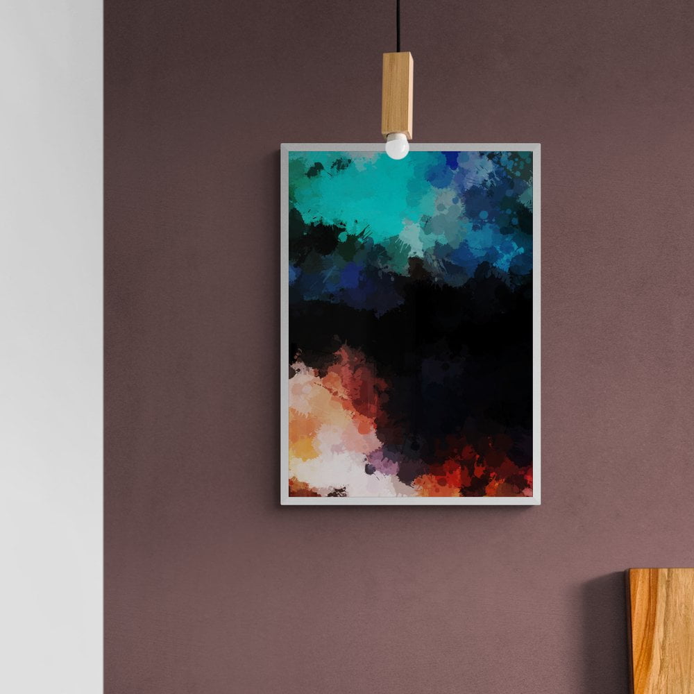 Abstract Fire and Ice Giclee Print in White Frame