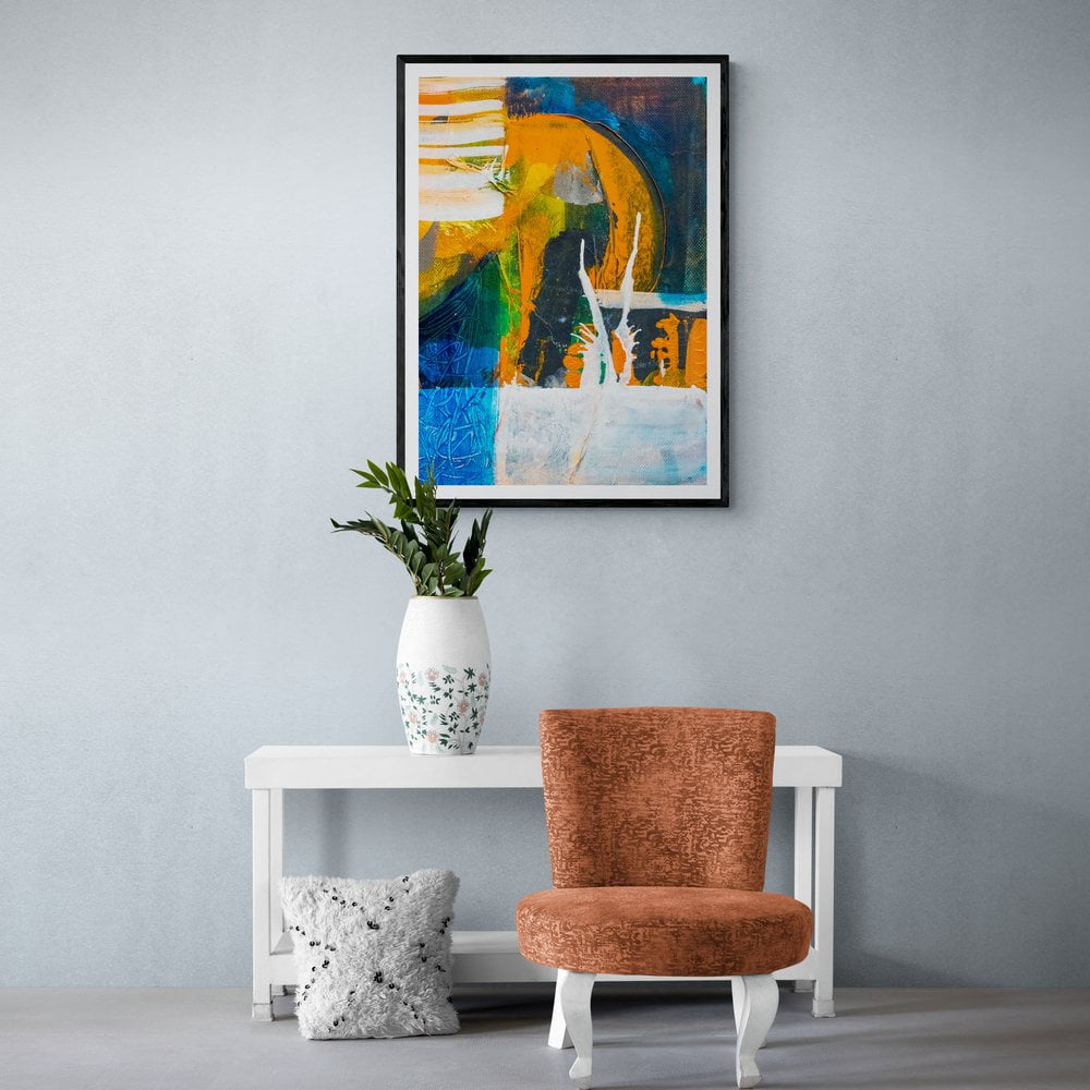 Abstract Elephant Giclee Print in Black Frame with Mount