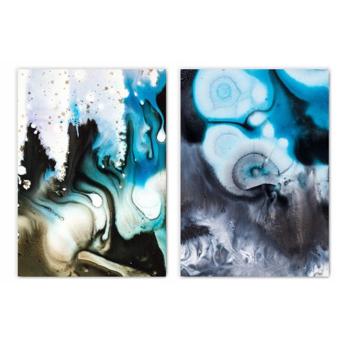 Blue Abstract Painting Print Set of 2