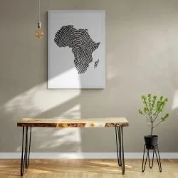 Africa Map Fingerprint Print in white frame
