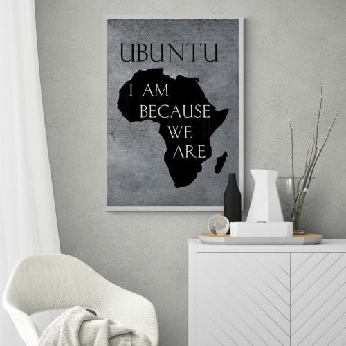 Ubuntu African Art Print in white frame