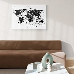 Abstract World Map Print in white frame