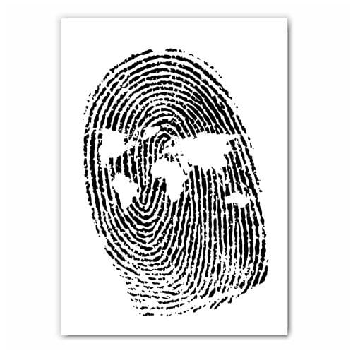 World Map Fingerprint Print