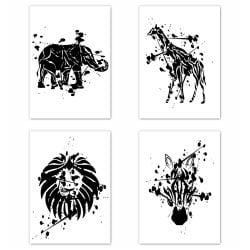 Abstract African Animal Print Set of 4