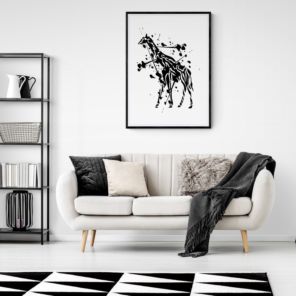 Abstract Giraffe Print in black frame with mount
