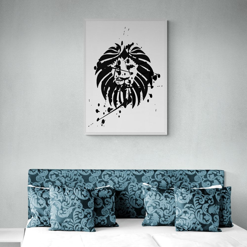 Abstract Lion Print in white frame