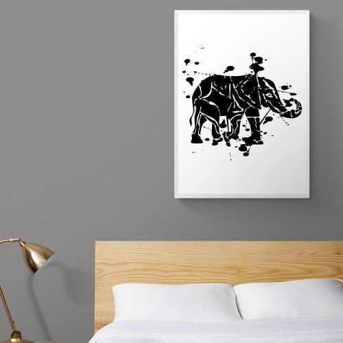 Abstract Elephant Print in white frame