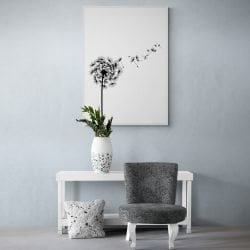 Dandelion in the Wind Print in white frame