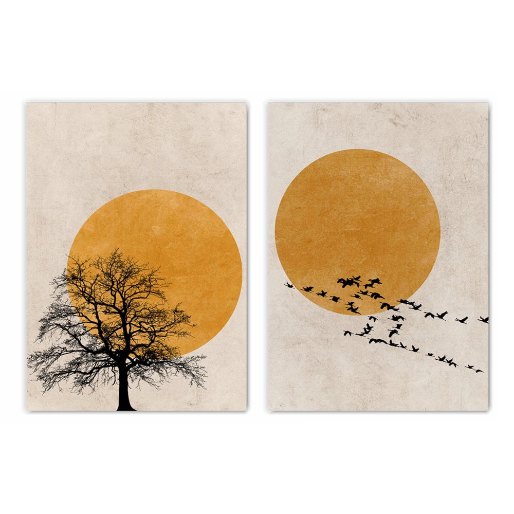 Autumn Sun Silhouette Print Set of 2