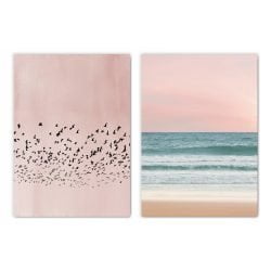 Blush Birds and Ocean Print Set