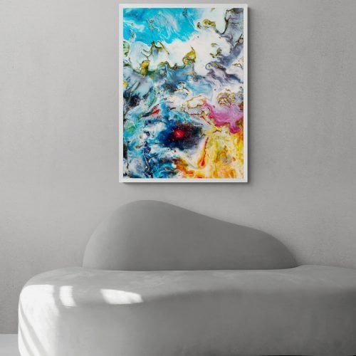 Abstract Multicolour Giclee Print in a white frame