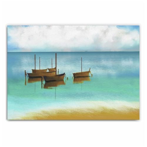 Boats On The Ocean Painting Print