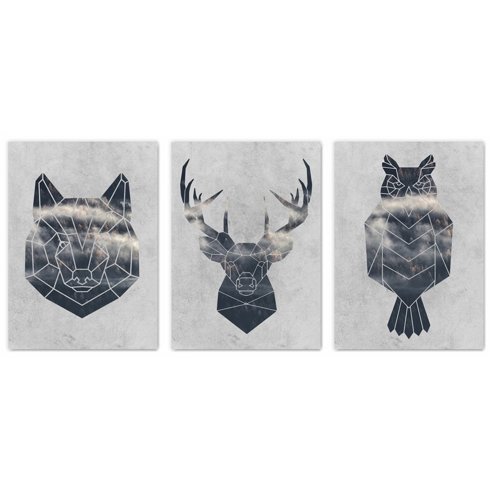 Geometric Animals Print Set of 3