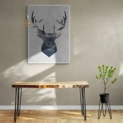 Geometric Deer Head Print in white frame