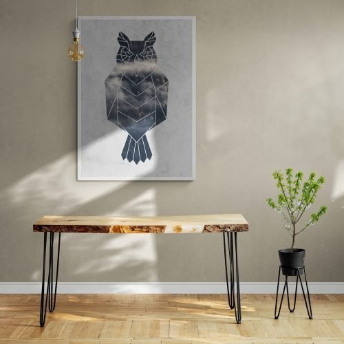 Geometric Owl Print in white frame