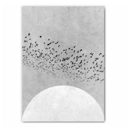 Flying Birds Greyscale Print
