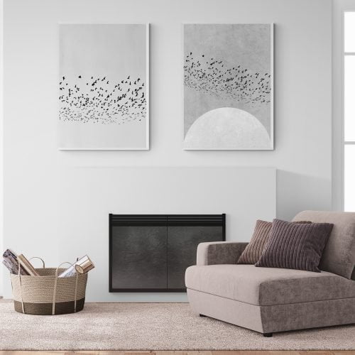 Flying Birds Grey Print Set of 2 in white frames