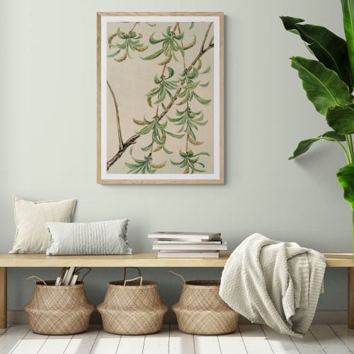 Watercolour Tree Painting Print in natural wood frame with mount