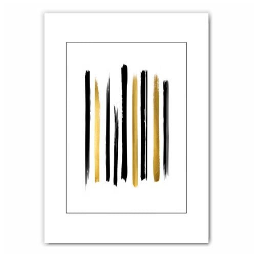 Black and Gold Brush Strokes Print