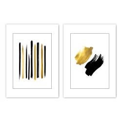 Black and Gold Abstract Print Set of 2