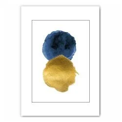 Blue and Gold Abstract Print