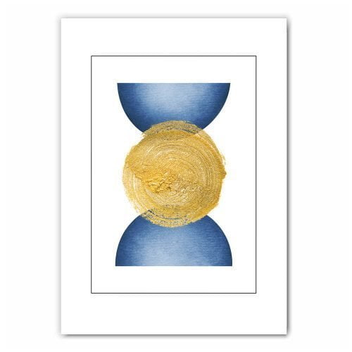 Gold and Blue Abstract Print