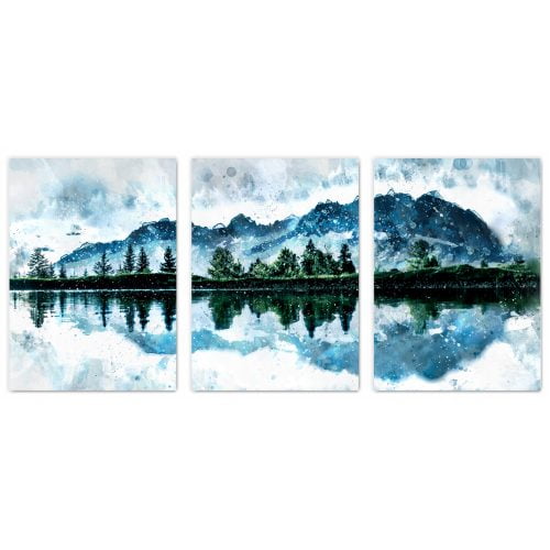 Abstract Watercolour Woodland Print Set of 3