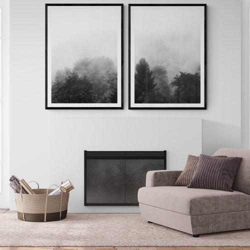 Foggy Forest Print Set of 2 in black frames with mounts