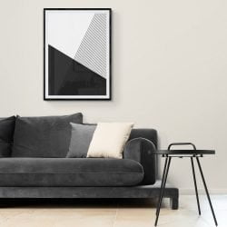 Geometric Minimalist Print in black frame with mount
