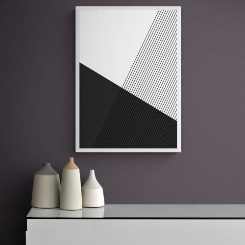 Geometric Minimalist Print in white frame