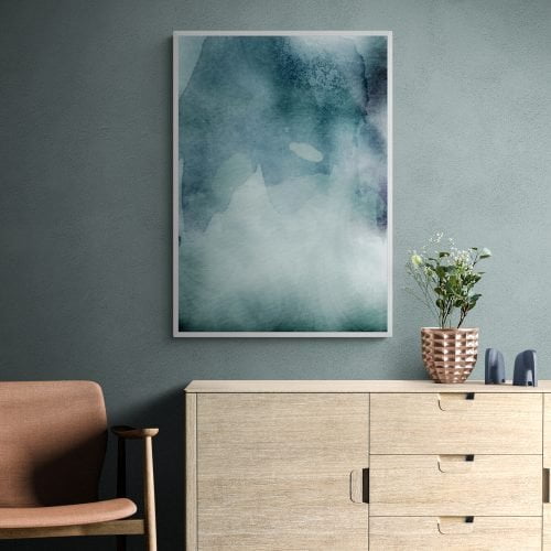 Abstract Watercolour Art Print in white frame