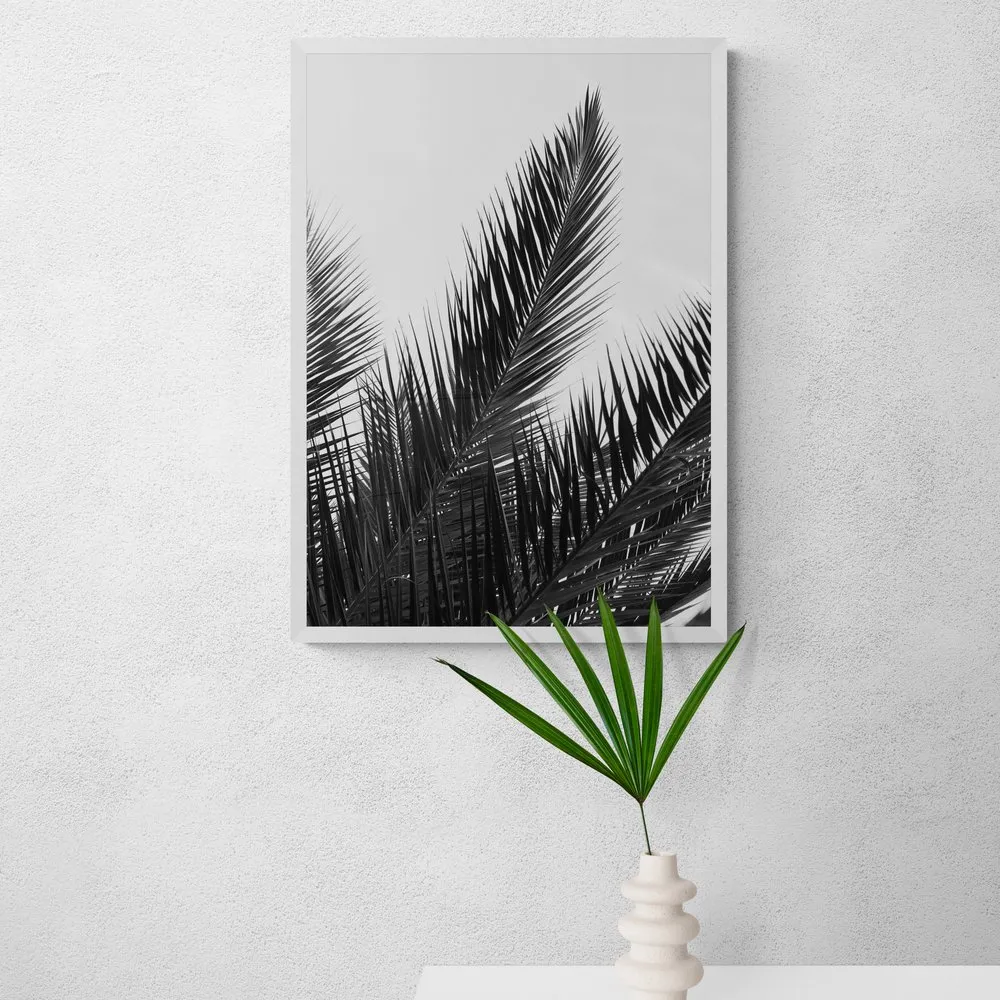 Palm Leaf Print in white frame
