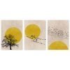 Yellow Sun Silhouette Print Set of 3