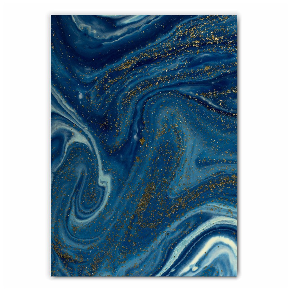 Deep Blue and Gold Print