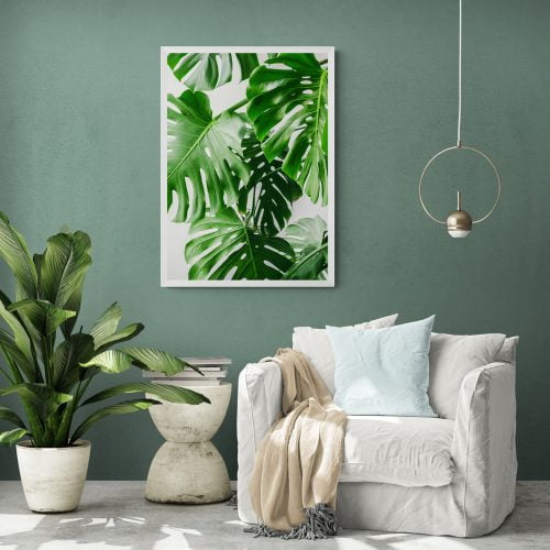 Monstera Plant Print in white frame