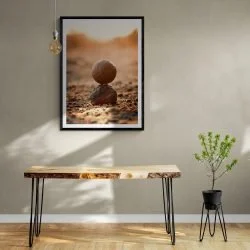 Balancing Stones Print in black frame with mount