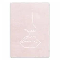 Blush Pink Lip Line Drawing Print
