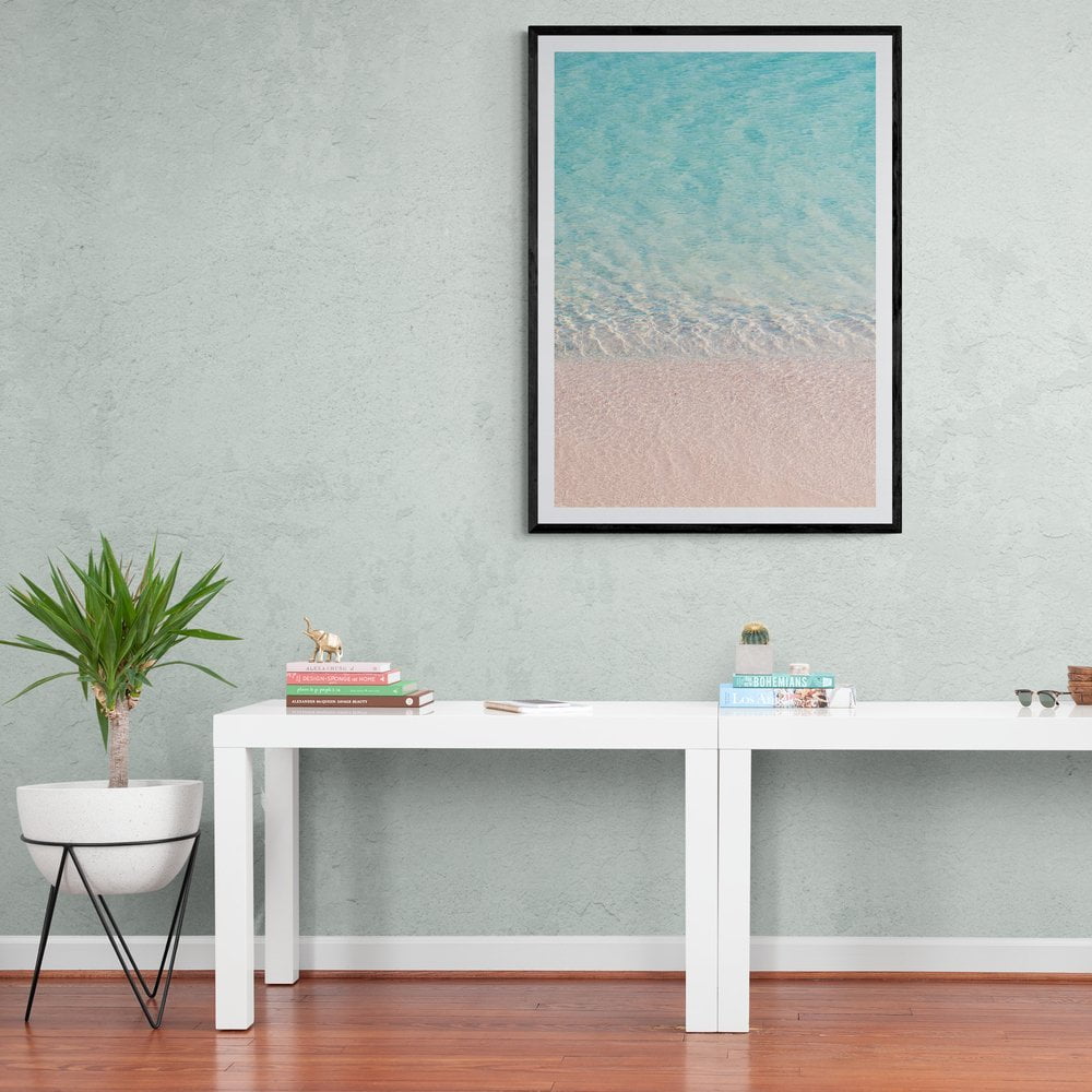 Pink Sand Beach Print in black frame with mount
