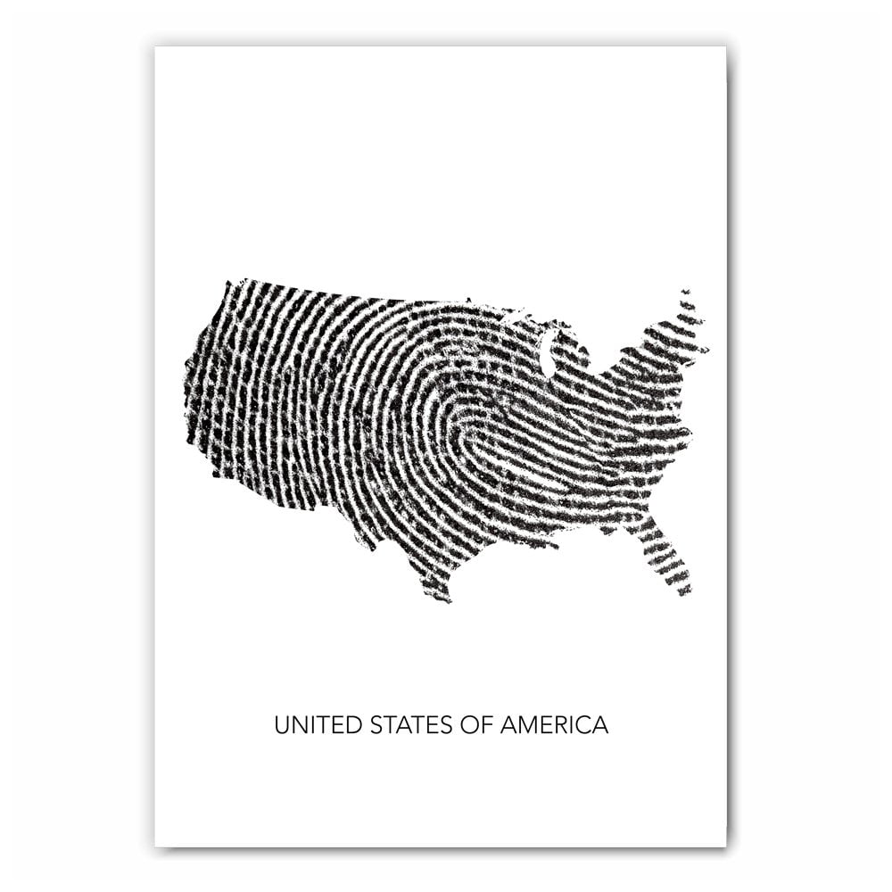 USA Map Fingerprint Print