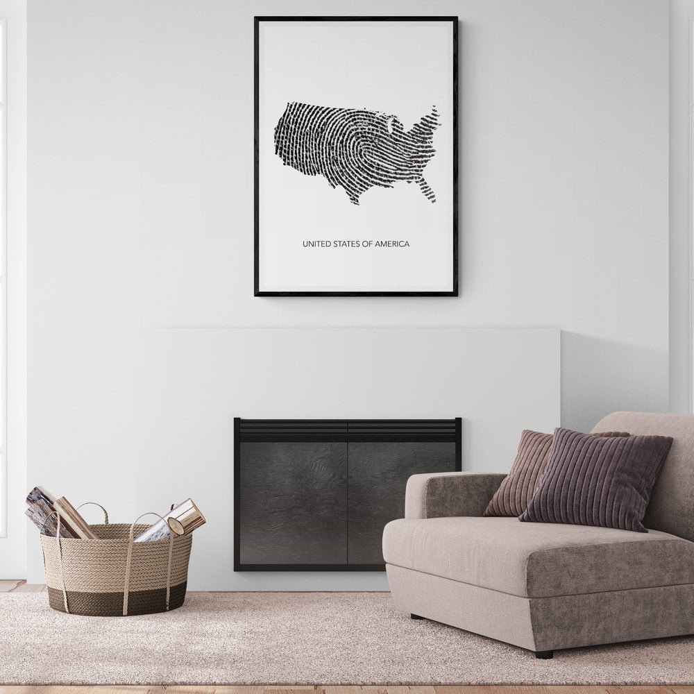 USA Map Fingerprint Print in black frame