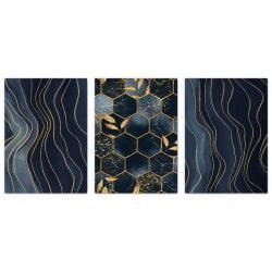 Abstract Blue and Gold Print Set of 3