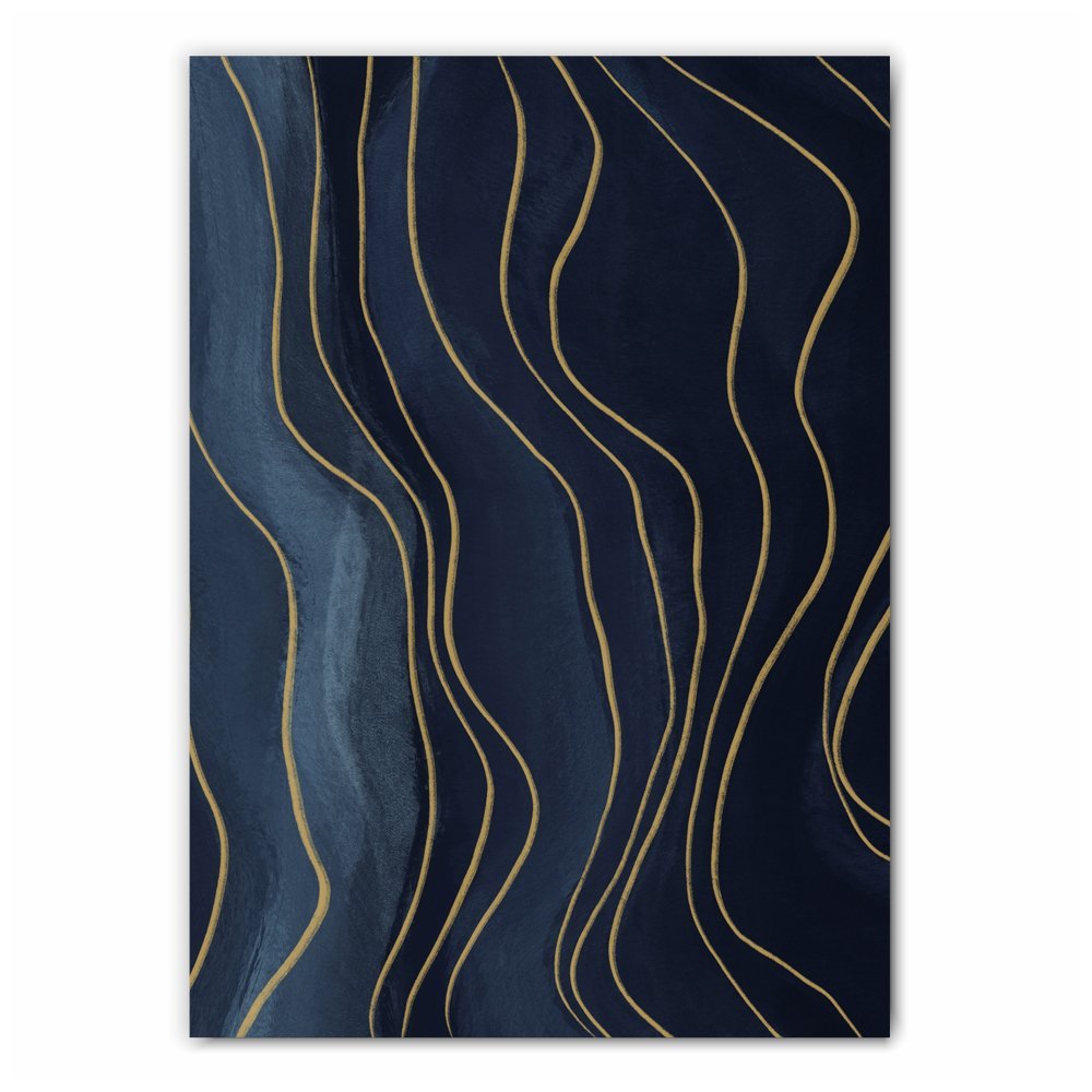 Blue and Gold Curves Print Set - 1