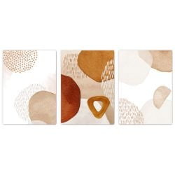 Orange and Beige Abstract Print Set of 3