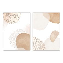 Beige Abstract Shapes Print Set of 2