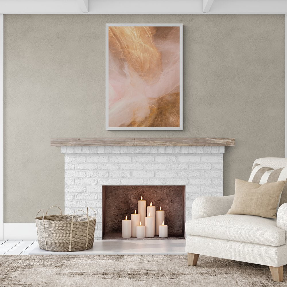Rose Gold Abstract Art Print in white frame